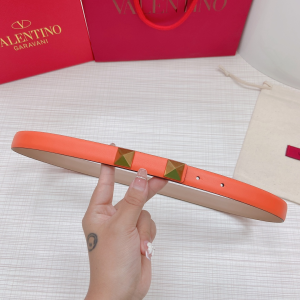 Valentino Roman Stud Leather Belt Orange 20MM 