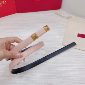 Luxury Womens Belts Valentino Roman Stud Leather Belt in Pink 20MM A191PP240 AA168210