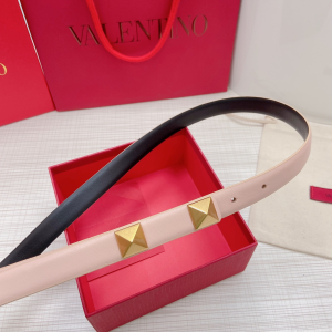 Luxury Womens Belts Valentino Roman Stud Leather Belt in Pink 20MM A191PP240 AA168210