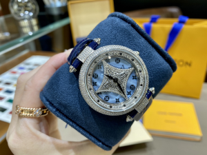 Louis Vuitton Vip Tambour Spin Time Air Star Blossom Diamonds Watch Blue 312MM Louis Vuitton Vip Tambour Spin Time Air Star Blossom Diamonds Watch Blue 312MM