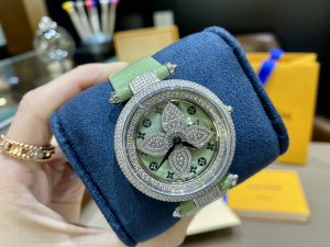 Louis Vuitton Vip Tambour Spin Time Air Star Blossom Diamonds Watch Green 312MM Louis Vuitton Vip Tambour Spin Time Air Star Blossom Diamonds Watch Green 312MM