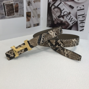 Hermes H Buckle Python Leather Belt 24MM 