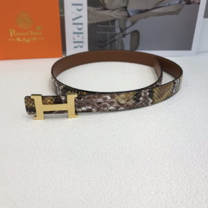 Hermes H Buckle Python Leather Belt 24MM 