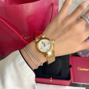 Luxury Womens Watches Cartier Pasha de Cartier Watch in Gold 35MM A71PP880 AA168433
