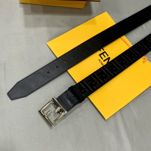 Luxury Mens Belts Fendi FF Embossed Leather Belt in Black 38MM A175PP240 AA169013