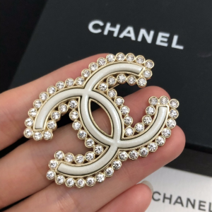 Chanel Earrings Chanel Crystals White CC Brooch 