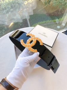 Chanel CC Buckle Patent Leather Belt Black 50MM 