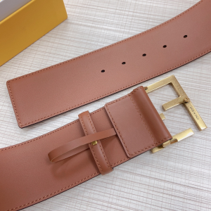 Luxury Womens Belts Fendi FF Logo Buckle Leather Belt in Brown 60MM A175PP340 AA169613