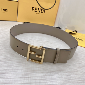 Luxury Womens Belts Fendi FF Logo Buckle Leather Belt in Gray 60MM A175PP340 AA169611