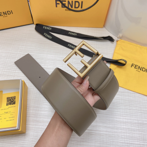 Luxury Womens Belts Fendi FF Logo Buckle Leather Belt in Gray 60MM A175PP340 AA169611