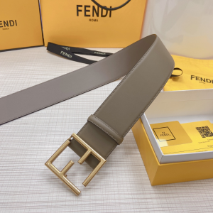 Luxury Womens Belts Fendi FF Logo Buckle Leather Belt in Gray 60MM A175PP340 AA169611