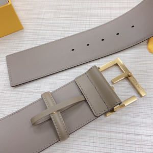 Luxury Womens Belts Fendi FF Logo Buckle Leather Belt in Gray 60MM A175PP340 AA169611