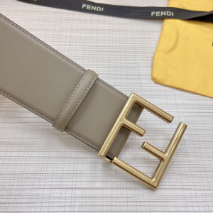 Luxury Womens Belts Fendi FF Logo Buckle Leather Belt in Gray 60MM A175PP340 AA169611