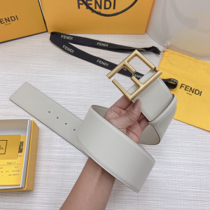 Luxury Womens Belts Fendi FF Logo Buckle Leather Belt in White 60MM A175PP340 AA169612