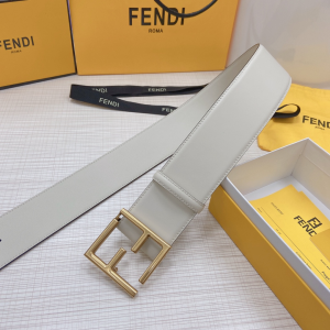 Luxury Womens Belts Fendi FF Logo Buckle Leather Belt in White 60MM A175PP340 AA169612