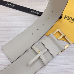 Luxury Womens Belts Fendi FF Logo Buckle Leather Belt in White 60MM A175PP340 AA169612
