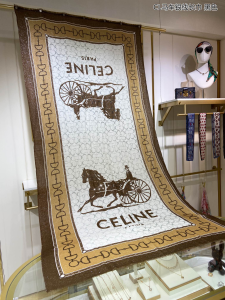 Celine Cashmere Silk Scarf Brown 