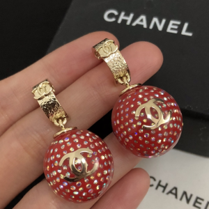 Chanel Earrings Chanel Crystals Red Ball Earrings 