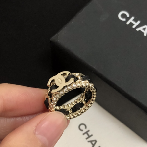 Chanel Ring Chanel Gold CC Leather and Chain Ring 
