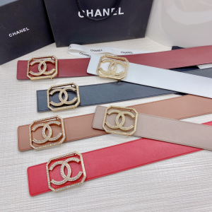 Luxury Womens Belts Chanel Crystals CC Logo Calf Leather Belt 70MM A175PP340 AA170333