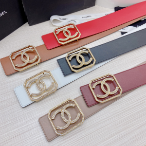 Luxury Womens Belts Chanel Crystals CC Logo Calf Leather Belt 70MM A175PP340 AA170333