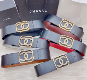 Luxury Womens Belts Chanel Crystals CC Logo Calf Leather Belt 70MM A175PP340 AA170333