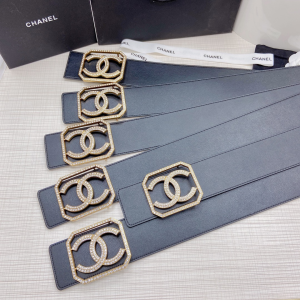 Luxury Womens Belts Chanel Crystals CC Logo Calf Leather Belt 70MM A175PP340 AA170333