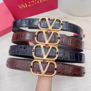 Valentino Vlogo Crocodile Leather Belt 40MM 