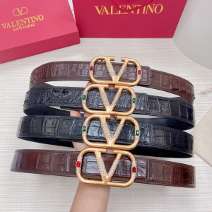 Valentino Vlogo Crocodile Leather Belt 40MM 