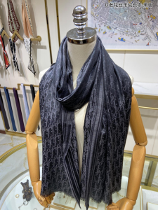 Dior Oblique Silk Cashmere Scarf Black