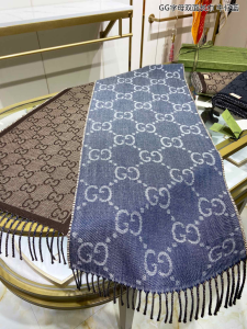 Luxury Womens Scarf Gucci GG Denim Silk Cashmere Scarf in Blue CM A151PP230 AA171009