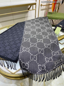 Luxury Womens Scarf Gucci GG Denim Silk Cashmere Scarf in Gray CM A151PP230 AA171010