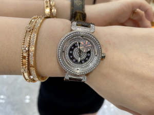 Louis Vuitton Crystals Tambour Spin Time Air Watch Monogram Canvas Strap 34MM Louis Vuitton Crystals Tambour Spin Time Air Watch Monogram Canvas Strap 34MM