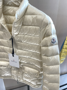 Luxury Womens Clothing Moncler Lans Collared Down Jacket in White A29PP780 AA171521