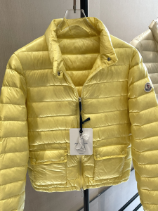 Luxury Womens Clothing Moncler Lans Collared Down Jacket in Yellow A29PP780 AA171520