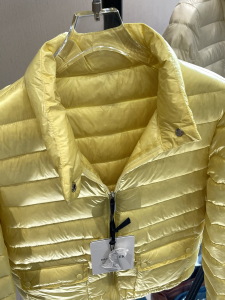Luxury Womens Clothing Moncler Lans Collared Down Jacket in Yellow A29PP780 AA171520