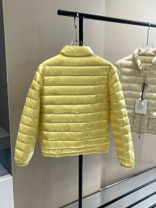 Luxury Womens Clothing Moncler Lans Collared Down Jacket in Yellow A29PP780 AA171520