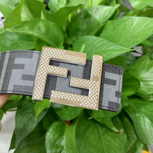 Luxury Womens Belts Fendi FF Logo Jacquard Belt in Black 40MM A175PP240 AA172010