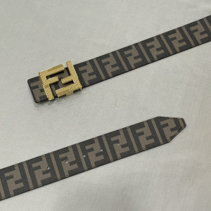 Luxury Womens Belts Fendi FF Logo Jacquard Belt in Brown 40MM A175PP240 AA172011