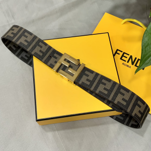 Luxury Womens Belts Fendi FF Logo Jacquard Belt in Brown 40MM A175PP240 AA172011