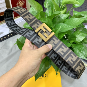 Luxury Womens Belts Fendi FF Logo Jacquard Belt in Brown 40MM A175PP240 AA172011