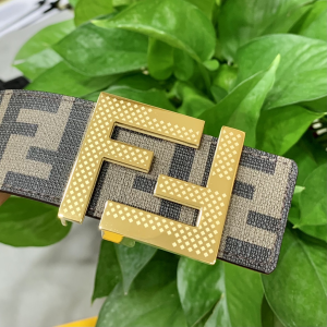 Luxury Womens Belts Fendi FF Logo Jacquard Belt in Brown 40MM A175PP240 AA172011