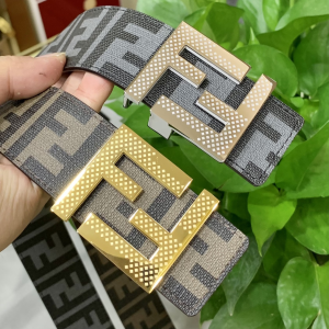 Luxury Womens Belts Fendi FF Logo Jacquard Belt in Brown 40MM A175PP240 AA172011