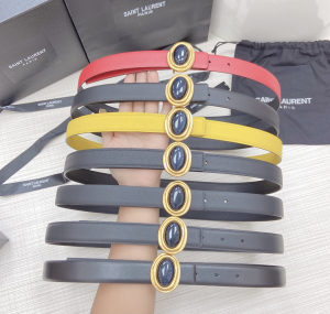 Saint Laurent Cabochon Buckle Leather Belt 25MM 