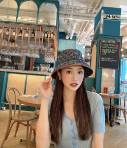 Luxury Womens Hat Gucci GG Canvas Bucket Hat in Blue A155PP280 AA171979