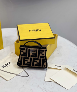 Fendi Nano Peekaboo Charm Black FF Canvas Fendi Nano Peekaboo Charm Black FF Canvas