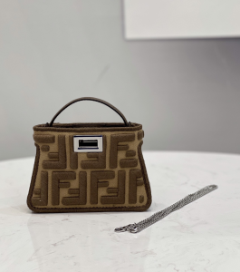 Fendi Nano Peekaboo Charm Brown FF Canvas Fendi Nano Peekaboo Charm Brown FF Canvas
