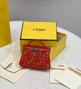 Fendi Nano Peekaboo Charm Red FF Canvas Fendi Nano Peekaboo Charm Red FF Canvas