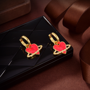 Luxury Womens Jewelry Bottega Veneta Earring BV Red Heart Earrings A152PP110 AA172768