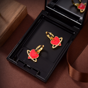 Luxury Womens Jewelry Bottega Veneta Earring BV Red Heart Earrings A152PP110 AA172768